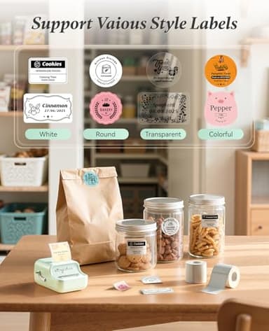 NIIMBOT B21 Label Printer,Bluetooth Thermal Label Maker,Ideal for Home Organization,Business,Ofice,50x30mm Labels,230Pcs(Mint Green) - Image 5