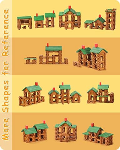 SainSmart Jr. 665 PCS Wooden Log Cabin Set Building House Toy for Toddlers, Classical STEM Construction Kit Compatible with Lincoln Logs for 3+ Kids - Image 3