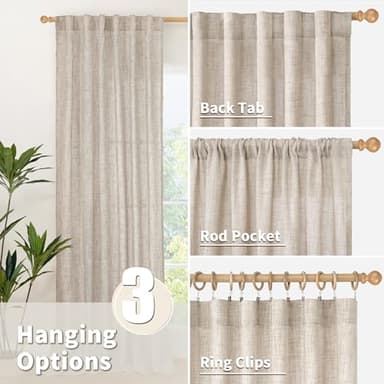 YoungsTex Natural Linen Curtains 90 Inches Long for Living Room Back Tab Textured Light Filtering Window Drapes with Ring Clips for Bedroom Dining Room, 52 X 90 Inch, 2 Panels - Image 5
