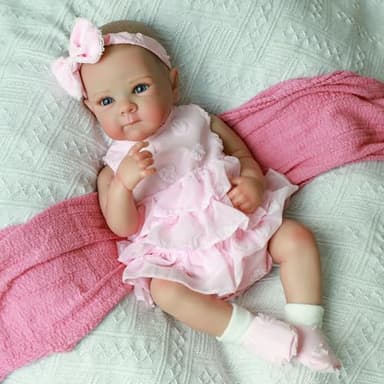 KSBD Realistic Reborn Baby Dolls - 20 Inch Cute Lifelike Real Life Baby Dolls Newborn Silicone Baby Dolls Girl with Soft Full Vinyl Body and Accessories can Swimming for 3+ Years Old Kids Gifts - Image 9