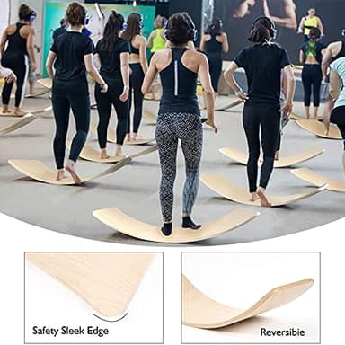 Gentle Monster Wooden Wobble Balance Board, 35 Inch Rocker Board Natural Wood, Kids Toddler Open Ended Learning Toy, Yoga Curvy Board for Classroom & Office Adult - Image 6