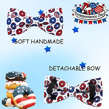 Bobo Rainbow Independence Day Dog Collar, American Flag Bowtie Dog Collar Pet Collar Bow Tie Collar for Dogs Soft Durable Adjustable Dog Collars for Medium Dogs - Image 4