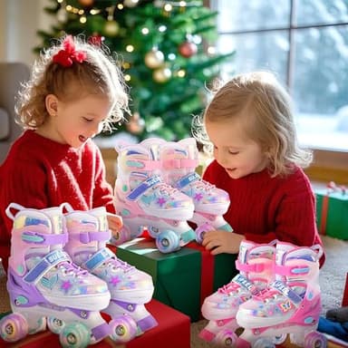 SULIFEEL Roller Skates for Girls Kids with Light Up Wheels, Adjustable 4 Sizes for Little Kids Toddler Beginner Rollerskates - Image 9