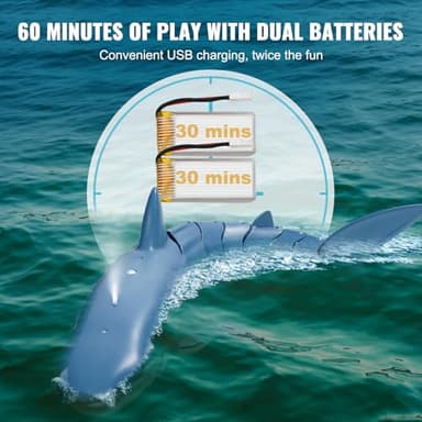 VEVOR Remote Control Shark Toy, 2.4GHz High Simulation Shark RC Boat for Swimming Pool Bathroom, Electric RC Fish Toy with 2 Batteries, Light & Spray Water Function for 6+ Year Old Boys Girls - Image 6