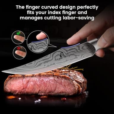 CoquusAid Steak Knives Set of 6, 4.8 Inch Non Serrated Razor-Sharp Durable Dinner knives with Rest, German Stainless Steel Damascus Pattern Full Tang Forged, Rust Resistant & Easy to Maintain - Image 3