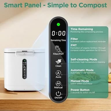4L Electric Composter for Kitchen, Smart Compost Bin Outdoor/Indoor, Odorless/Auto-Cleaning/ 3 Modes/Intelligent LED Display, Turn Food Waste to Fertilizer for Garden, Food Waste Compost Machine - Image 5