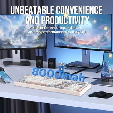 EPOMAKER Galaxy100 QMK/VIA Wireless Gaming Keyboard, Aluminum Shell, Bluetooth/2.4Ghz/USB-C, Pre-Lubed Hot-Swappable Linear Switches, NKRO, RGB Backlit (Creamy White, Marble White Switch) - Image 2