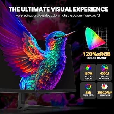 CRUA 34" Curved Gaming Monitor, WQHD 3440x1440, 144Hz/165Hz Computer Monitors, 1500R VA Screen, 120% sRGB, AMD FreeSync, HDMI 2.0 & DP 1.4, Wall Mountable Installs- Black - Image 5