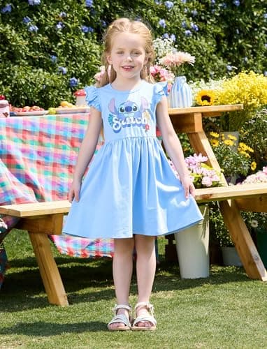 Disney Lilo & Stitch Toddler Girl Dresses 2 Pack White Sleeveless and Ruffle Sleeve Tropical Fruit Print Dress Set Hawaiian Summer Beach Clothes 12-13 - Image 4