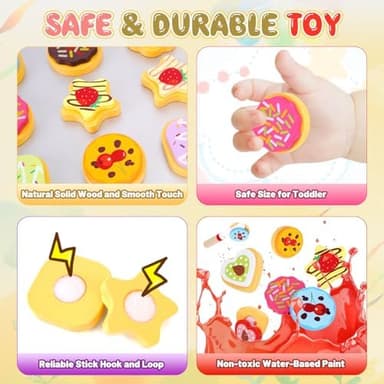Slice and Bake Wooden Cookie Play Food Set for Kids Kitchen - Toy Food Accessories - Kids Pretend Cookies and Baking Sheet, Toy Baking Set for 3+ Year Old Boys Girls Birthday Gifts - Image 3