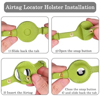 OOPSDOGGY Leather AirTag Cat Collar with Bell - Non Breakaway Kitten Collar with Apple Air Tag Holder - Lightweight GPS Pet Collars for Girl Boy Cats, Small Dogs, Puppies (Lime Green) - Image 5