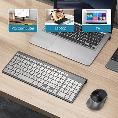 Wireless Keyboard and Mouse, J JOYACCESS Slim and Ergonomic Wireless Keyboard and Mouse Combo,Portable and Comfortable Typing for Laptop/Computer/Desktop/PC-Grey/Silver - Image 7