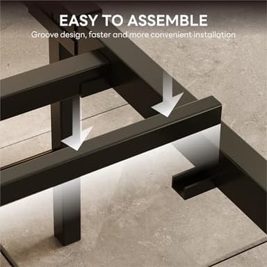 LIKIMIO California King Bed Frame with Headboard, Dark Wood Camas California King with Strong Supports, Sturdy, Noise-Free, No Box Spring Needed, Charcoal Grey - Image 8