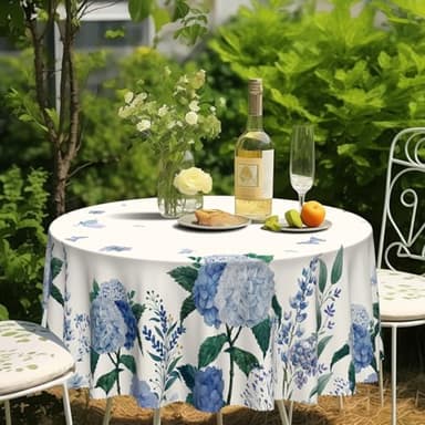 Eikione Round Tablecloth 70inch Floral Table Cloth, Colorful Tablecloths Polyester Waterproof Stain Wrinkle Free, Table Cover for Home Kitchen Dining Party Patio Decor - Image 5