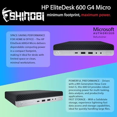 HP ProDesk 600 G4 Mini PC | Intel Core i5-8500T | 32GB RAM | 1TB NVMe | Built in AX210 Wi-Fi BT | Displayport to HDMI Adapter | Windows 11 Pro | Mini Desktop Computer (Renewed) (32GB RAM + 1TB NVMe) - Image 2