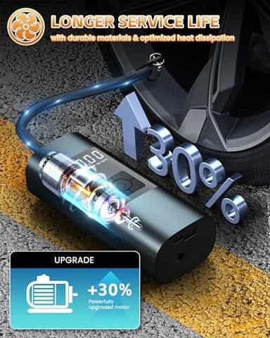 Coquimbo Bike Pump Tire Inflator Portable Air Compressor: 150PSI Electric Air Pump for Car Tires Cordless Car Bike Motorcycle Accessories Birthday Gifts for Men Dad Him (Gun Gray) - Image 9