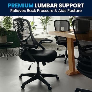 Flash Furniture Porter High Back Black Mesh Ergonomic Swivel Office Chair with Black Frame and Flip-up Arms - Image 9