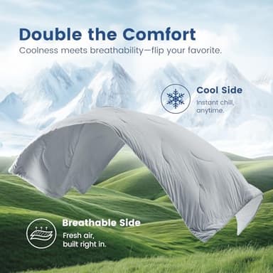 Cozy Bliss Cooling Comforter Queen Size Dual-Sided, Ultra-Soft Cooling Blankets for Hot Sleepers and Night Sweats, Breathable Lightweight Silky Smooth, Cool Grey - Image 9