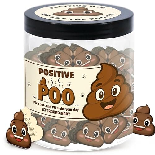 DEARMINE 60 Positive Poo Cards Jar, Affirmation Cards for Women, Emotional Support Poo, Poop Gifts, Poop Emoji, Emotional Support Poop, Gag Gifts for Women - Image 1