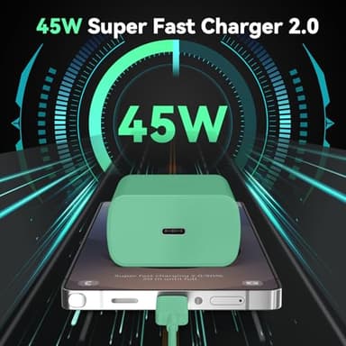 45W Samsung Super Fast Charger Type C,USB C Fast Charger 6.6ft Cable Cord Android Phone Charger Block for Samsung Galaxy S24 Ultra/S24/S24+/S23 Ultra/S23/S23+/S22/S21/S20/Note 10/20,deep Green - Image 6