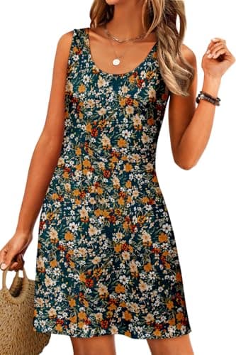 LUXVEER Womens Summer Hawaiian Dresses 2025 Floral Printed Casual Loose Boho Dress Scoopneck Sleeveless Sundresses Beach Vacation Swimsuit Coverup - Image 2