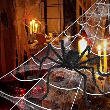 3pcs 212'' Halloween Spider Web 49" Halloween Decorations Stretch Cobweb Fake Spider for Indoor/Outdoor Yard Decorations Home party favors Costumes House Décor - Image 4