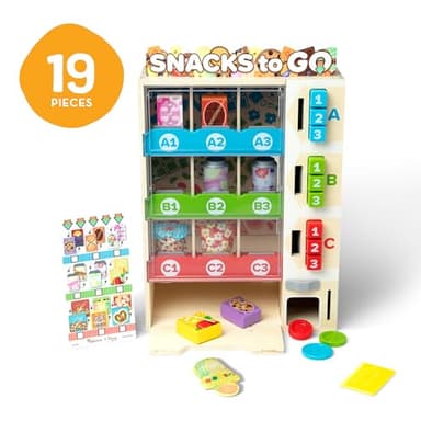 Melissa & Doug Sort-Stock-Select Wooden Vending Machine Toy with Play Food, Mini Vending Machine Toys & Play Money, Preschool Toys for Kids Ages 3+ - Image 9