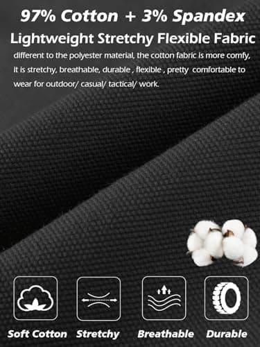 NAVEKULL Men's Tactical Pants Lightweight Stretch Flex Work Pants Cotton Relaxed Fit Cargo Pants Multi Pocket EDC Utility Construction Pants Military Combat Trousers Outdoor Hiking Pants Black - Image 4