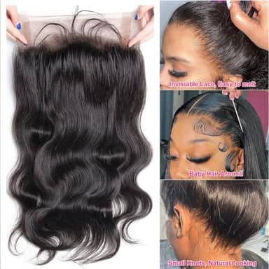 Umeiw 360 Lace Front Wigs Human Hair Pre Plucked Transparent Lace Frontal Wigs for Black Women 360 Hd Full Lace Human Hair Wigs 150% Density Natural Black 12 Inch - Image 2