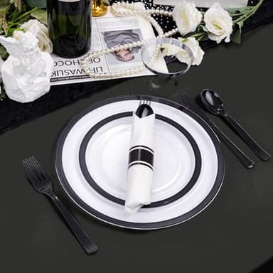 Easy-Going 6 Pack Black Tablecloths 120 Inch-Round for 8 Ft Round Table, Washable Polyester Waterproof Stain Resistant Table Cloth, Decorative Table Cover for Kitchen, Dining Tables, Events - Image 5