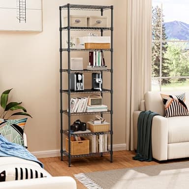 8 Tier 2000 lbs Storage Rack Metal Wire Shelving Unit, Storage Standing Shelf Organizer for Laundry Bathroom Kitchen Pantry Closet Garage Basement Utility Room, Black 13.8" D x 23.6" W x 79.5" H - Image 4