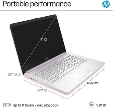 HP 14" Student-Laptop office365 Copilot AI, 4-Cores Intel N150(Up to 3.6GHz) 16GB RAM 256GB Storage(128GB UFS + 128GB Ghost Manta SD Card) Computer-Laptop with Wi-Fi 6 Win11 Honey Lavender - Image 8