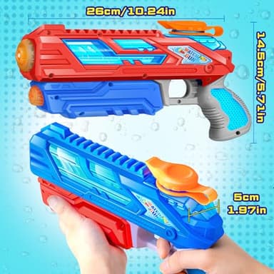 RONSTONE Water Gun for Kids, 2 Packs Squirt Guns Super Water Soaker Blaster Pool Water Guns for Kids Ages 3-5, 4-8, 8-12 Boys and Girls, Summer Toys for Outdoor Swimming Pool Beach - Image 2