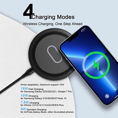 Wireless Charger Samsung Fast Charging Pad for Samsung Galaxy S25 Ultra/S24 FE/S23 Ultra/S22/S21/Z Flip 6 5,15W Wireless Charging Station Charger Mat and QC Adapter for Google Pixel 9 8a 7a 8 7 Pro - Image 7