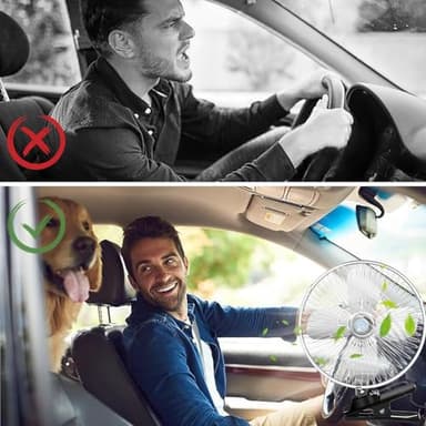 10-Inch Silver Cigarette Lighter Fan, Two-Speed Adjustment, 360-Degree Rotation Truck Fan, Clip-On Design 12 Volt, Perfect for Cars, Trucks, RVs and More(Cord Length 6.56FT) - Image 2