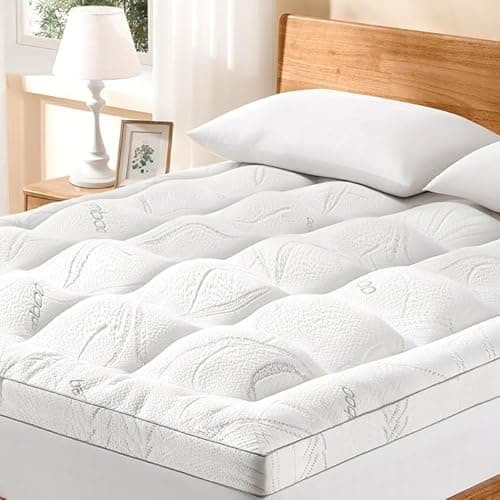 Homemate Full Mattress Topper - Cooling Viscose Mattress Pad Cover Soft Plush 1000 GSM Down Alternative Fill Pillow Top Bed Topper Double Bed Cushion for Hot Sleepers Back Pain Relief - Image 1