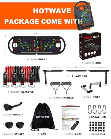 HOTWAVE 20 in 1 Push Up Board with 16 Gym Accessories.Pushups Bar with Resistance Bands,Portable Home Workout Equipment,Strength Training for Men and Women - Image 5