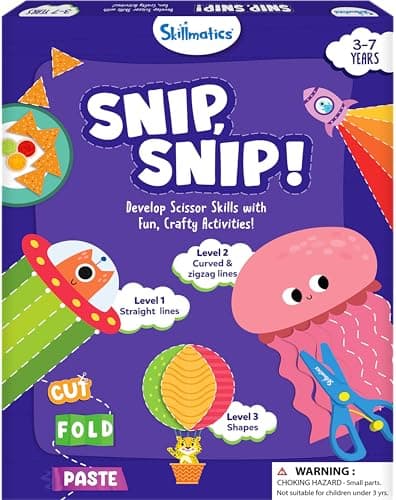Skillmatics Scissor Skills Activity Book - Snip Snip, 25 Fun Cutting & Creative Activities for Preschoolers, 2 Child-Safe Scissors, Fine Motor Skills, Felt Craft Kit, Gifts for Kids Ages 3, 4, 5, 6, 7 - Image 1