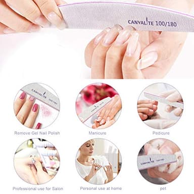 Canvalite 100 PCS Nail File Professional Nail Files Reusable Double Sided Emery Board(100/180 Grit) Nail Styling Tools for Home and Salon Use - Image 4