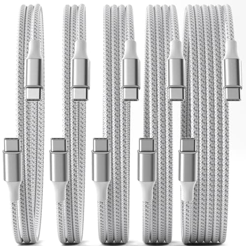 SwaggWood USB C Cable, 5 Pack 3/3/6/6/10FT 60W Fast Charging USB C to USB C Cable, Nylon Braided Type C Charger Cable for iPhone 16/15/iPad Pro/MacBook Air, Galaxy Z Fold7/S25 and More- Grey - Image 1