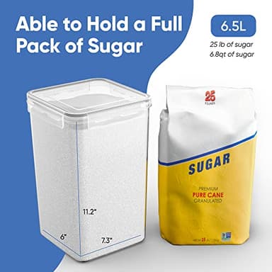 Chef's Path Extra Large Airtight Food Storage Containers with Lids, Pack of 2, 6.5L, 220Oz, Airtight Kitchen and Pantry Bulk Canisters for Flour, Sugar, Rice, and Baking Supplies - Transparent - Image 2