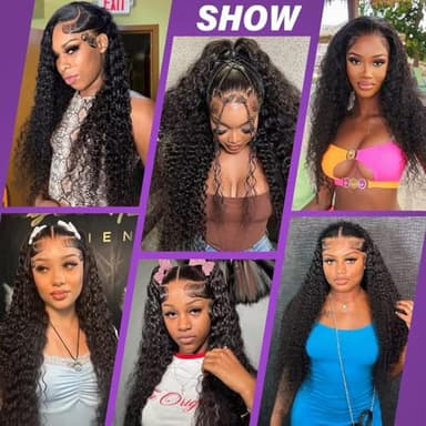 Tagota 32 Inch Deep Wave Lace Front Wigs Human Hair 13x6 HD Lace Front Wigs Human Hair Pre Plucked Brazilian Curly Wig Human Hair 200 Density Glueless Frontal Wigs with Baby Hair For Women - Image 9