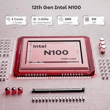 NIMO Mini-PC, 16GB RAM 1TB M.2 SSD Intel 12th Gen N100(Beat i3-1115G4) 4 Cores Desktop Mini PC, Support Upgrade Desktop PC Triple 4K HDMI USB3.2 BT5.2 WiFi 6 Students-Business Home Office - Image 4