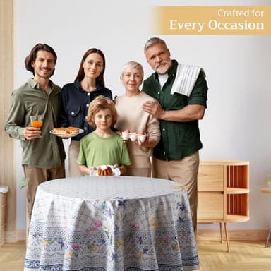 Maison d' Hermine Table Cloth Round Table 100% Cotton 63 Inches Tablecloth Reusable Decorative Everyday Use for Dining Room, Farmhouse, Home, Party, Festive & Wedding Spring Summer - Faience - Image 2