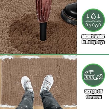 IM HOME Chenille Absorbent Outdoor Doormat 36" x 24", Washable Muddy Door Mats for Dog Non Slip Indoor Doormat Dog Mat for Muddy Paw Front Inside Doormats for Entryway Camel - Image 3