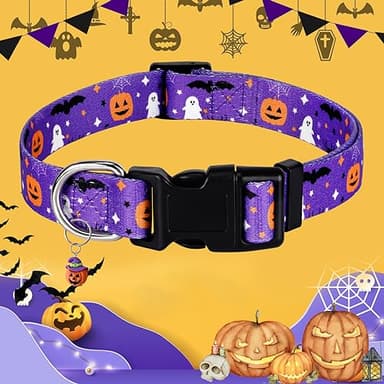 Wegitcs Halloween Dog Collar, Holiday Pet Gift Collar with Cute Pendants, Adjustable Pumpkin Dog Collar for Small Medium Large Dogs, Male Female - Image 6