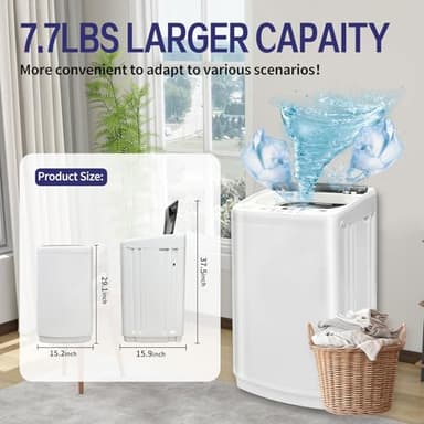 TGC 0.9 Cu.Ft.Small Portable Washer, 7.7 lb. Capacity Mini Washing Machine for Homes & Apartments & LED Display - Image 2