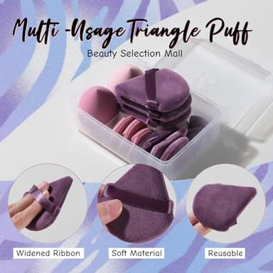 Makeup Sponge Set BS-MALL Triangle Puff 14 Pcs for Liquid, Cream, and Powder, Multi-colored Makeup Sponges and Mini Sponge with Case (A-Purple) - Image 5