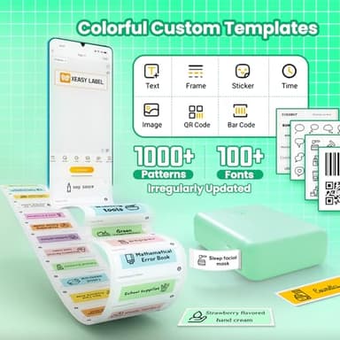 vretti Label Maker Machine with Tape, HP2 Portable Bluetooth Label Printer for Storage, Shipping, Barcode, Office, Home, Organizing Mini Sticker Label Maker with Multiple Templates (Green) - Image 3