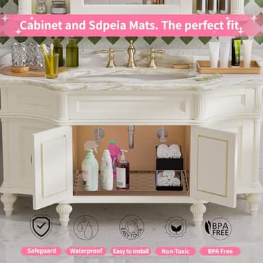 Sdpeia Under Sink Mat for [25" x 19"] Cabinet, Upgraded Silicone Waterproof Mat Kitchen Cabinet Liner Cabinet Protector Kitchen Organizers and Storage - Image 5